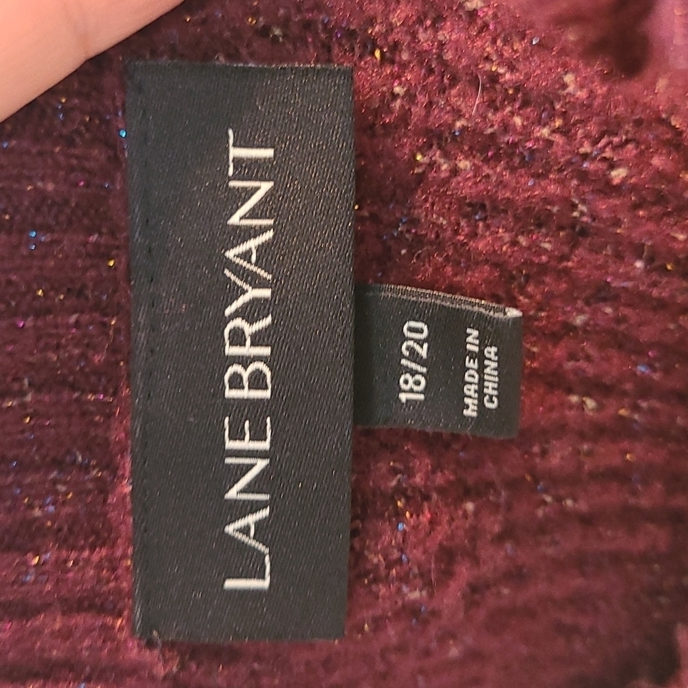 Lane Bryant Burgundy Scalloped Hem Sparkly all‎ over Size 20 Long Sleeve Top - Picture 3 of 4